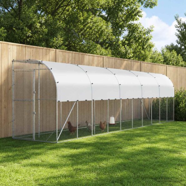vidaXL Kurník proti stene Strieborná 600 x 150 x 215 cm – Obrázok 9