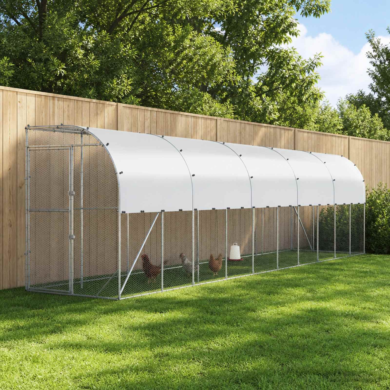 3434724_1.jpg vidaXL Kurník proti stene Strieborná 600 x 150 x 215 cm – Obrázok 1