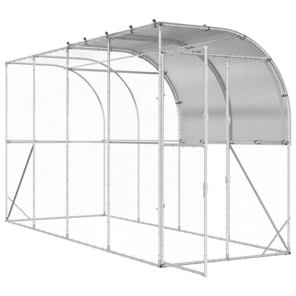 vidaXL Kurník proti stene Strieborná 400 x 150 x 215 cm – Obrázok 2