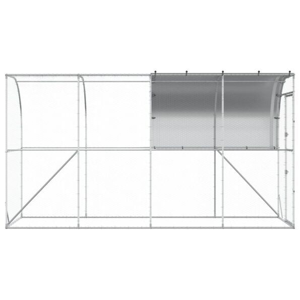 vidaXL Kurník proti stene Strieborná 400 x 150 x 215 cm – Obrázok 4