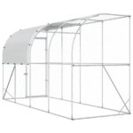 vidaXL Kurník proti stene Strieborná 400 x 150 x 215 cm – Obrázok 5