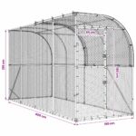 vidaXL Kurník proti stene Strieborná 400 x 150 x 215 cm – Obrázok 8