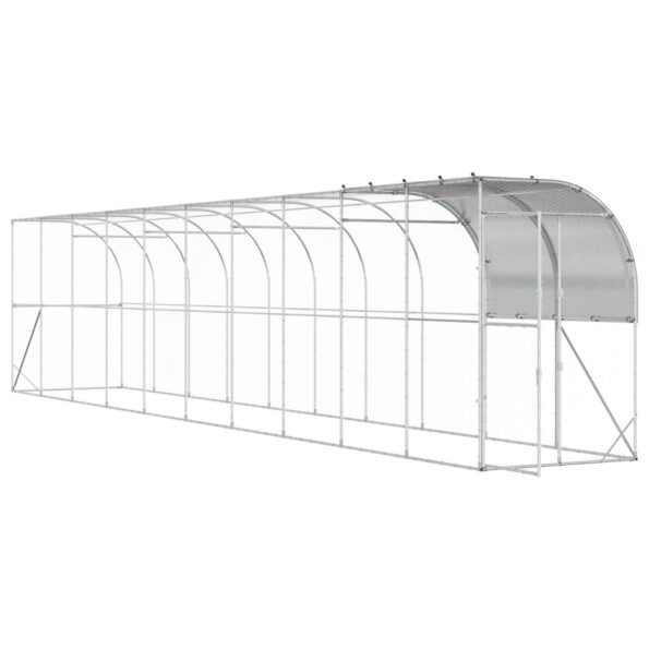 vidaXL Kurník proti stene Strieborná 1000 x 150 x 215 cm – Obrázok 2