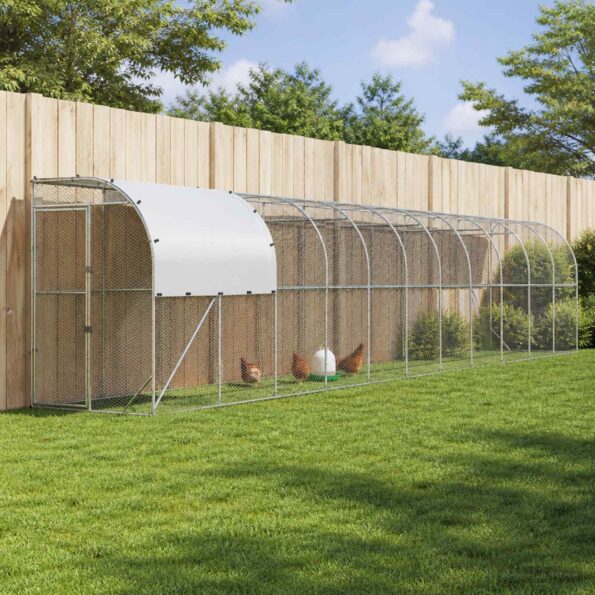 vidaXL Kurník proti stene Strieborná 1200 x 150 x 215 cm – Obrázok 9