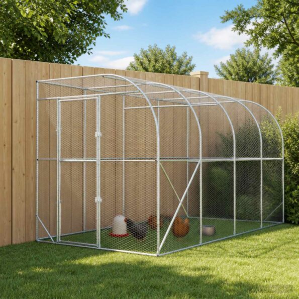 vidaXL Kurník proti stene Strieborná 600 x 150 x 215 cm – Obrázok 8