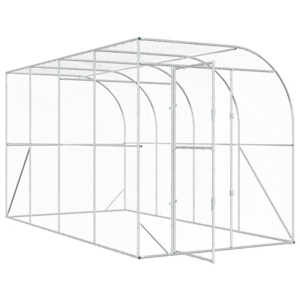 vidaXL Kurník proti stene Strieborná 600 x 150 x 215 cm – Obrázok 2