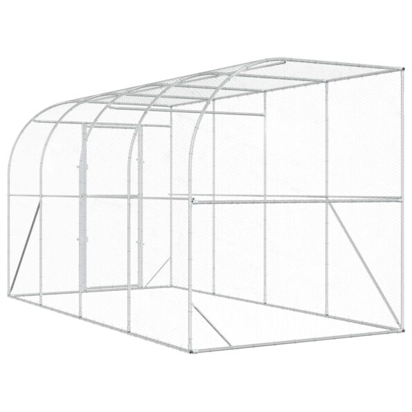 vidaXL Kurník proti stene Strieborná 600 x 150 x 215 cm – Obrázok 5