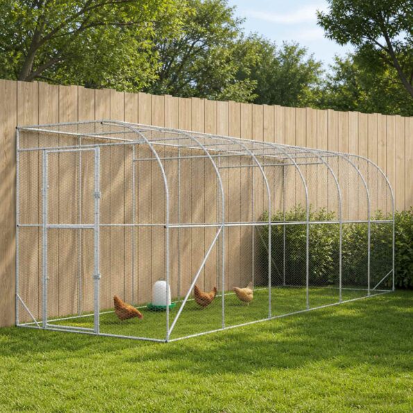 vidaXL Kurník proti stene Strieborná 600 x 150 x 215 cm – Obrázok 8