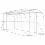 vidaXL Kurník proti stene Strieborná 600 x 150 x 215 cm – Obrázok 2