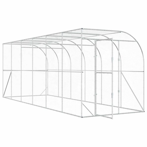 vidaXL Kurník proti stene Strieborná 600 x 150 x 215 cm – Obrázok 2