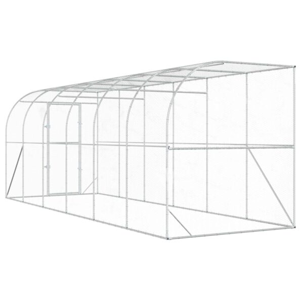 vidaXL Kurník proti stene Strieborná 600 x 150 x 215 cm – Obrázok 5