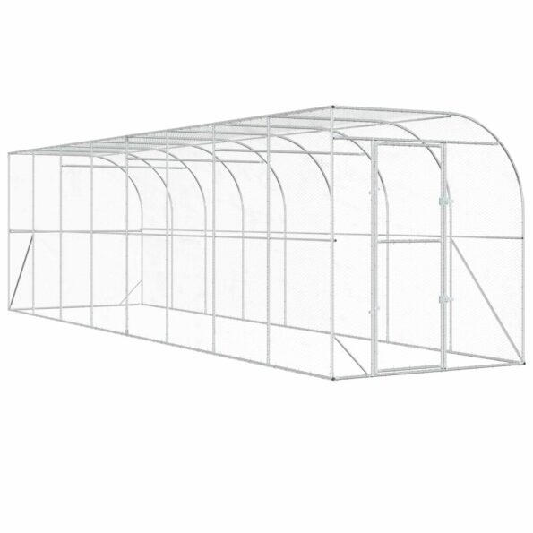vidaXL Kurník proti stene Strieborná 600 x 150 x 215 cm – Obrázok 2