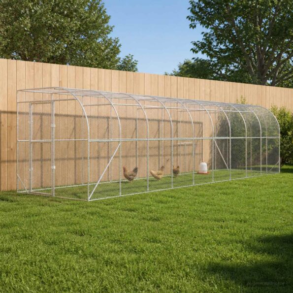 vidaXL Kurník proti stene Strieborná 600 x 150 x 215 cm – Obrázok 8