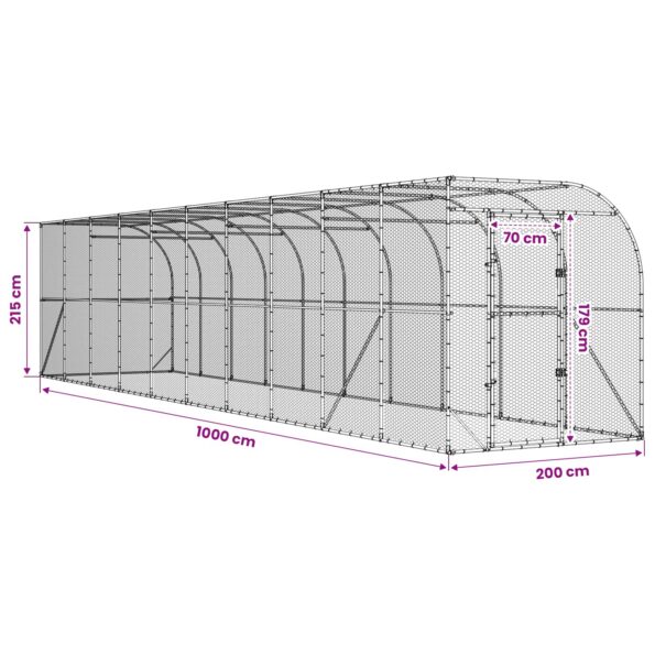 vidaXL Kurník proti stene Strieborná 600 x 150 x 215 cm – Obrázok 7