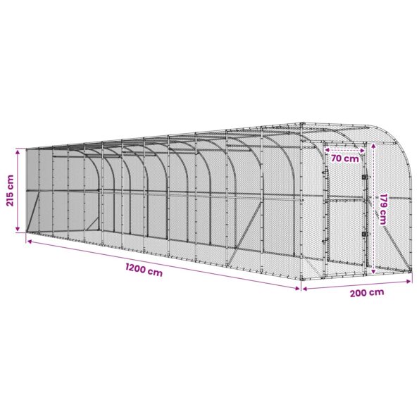 vidaXL Kurník proti stene Strieborná 600 x 150 x 215 cm – Obrázok 7