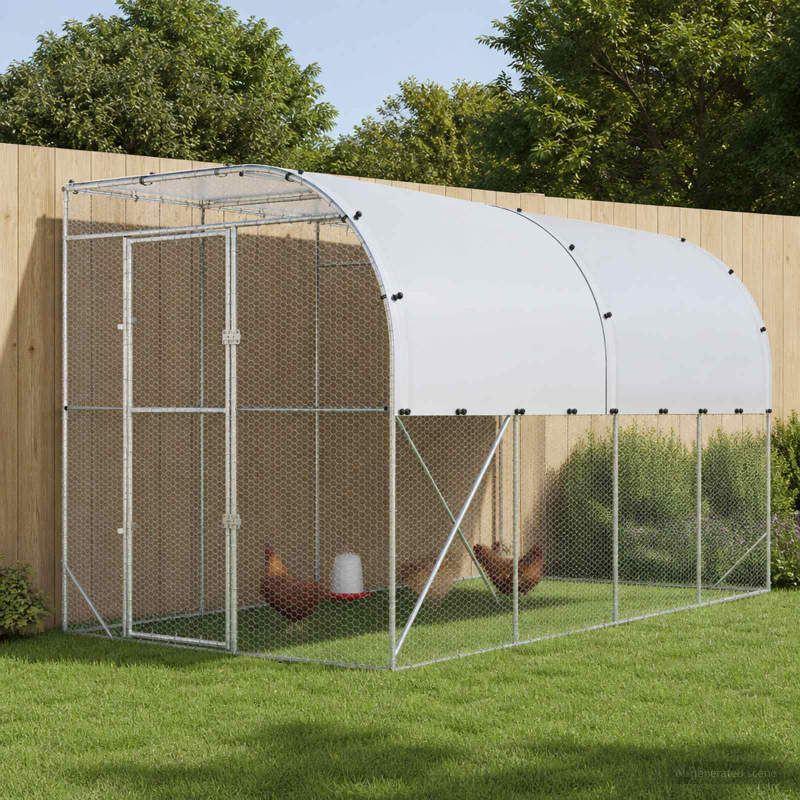 3434736_1.jpg vidaXL Kurník proti stene Strieborná 600 x 150 x 215 cm – Obrázok 1