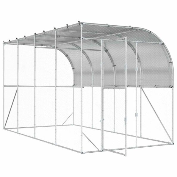vidaXL Kurník proti stene Strieborná 600 x 150 x 215 cm – Obrázok 2