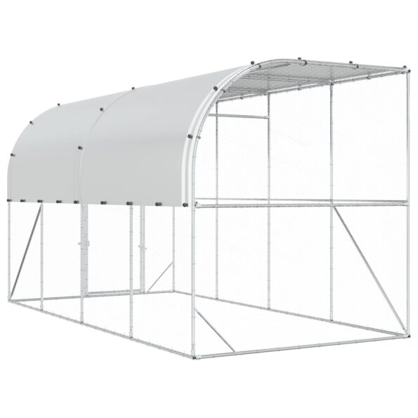 vidaXL Kurník proti stene Strieborná 600 x 150 x 215 cm – Obrázok 5