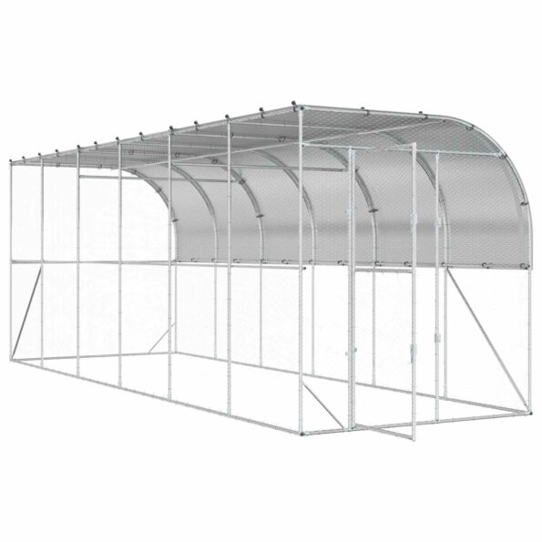 vidaXL Kurník proti stene Strieborná 600 x 150 x 215 cm – Obrázok 2