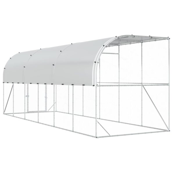 vidaXL Kurník proti stene Strieborná 600 x 150 x 215 cm – Obrázok 5