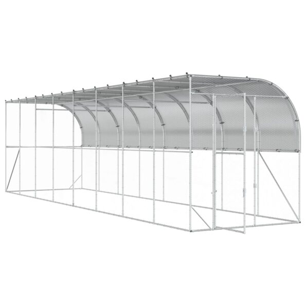 vidaXL Kurník proti stene Strieborná 600 x 150 x 215 cm – Obrázok 2