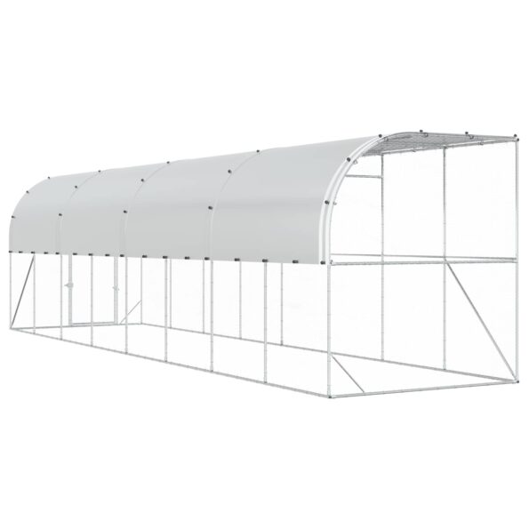 vidaXL Kurník proti stene Strieborná 600 x 150 x 215 cm – Obrázok 5