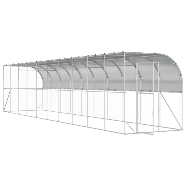 vidaXL Kurník proti stene Strieborná 600 x 150 x 215 cm – Obrázok 2