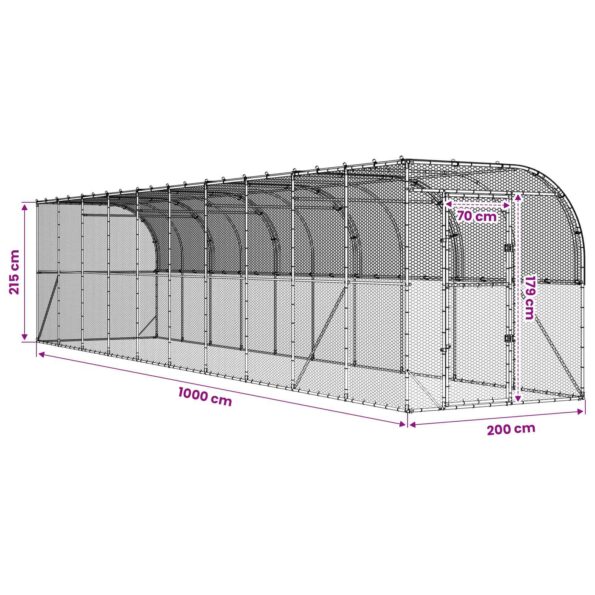 vidaXL Kurník proti stene Strieborná 600 x 150 x 215 cm – Obrázok 8