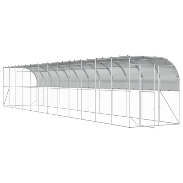 vidaXL Kurník proti stene Strieborná 600 x 150 x 215 cm – Obrázok 2
