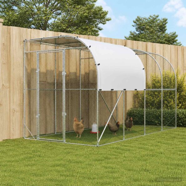 vidaXL Kurník proti stene Strieborná 400 x 200 x 215 cm – Obrázok 9
