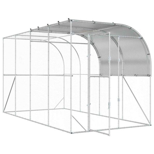 vidaXL Kurník proti stene Strieborná 400 x 200 x 215 cm – Obrázok 2