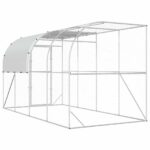 vidaXL Kurník proti stene Strieborná 400 x 200 x 215 cm – Obrázok 5