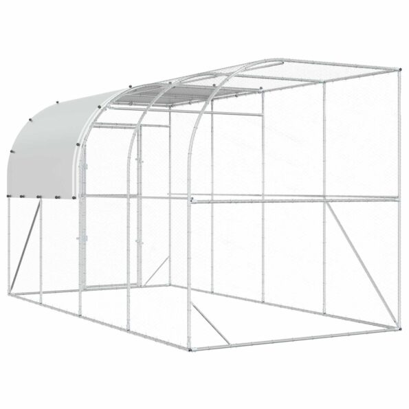 vidaXL Kurník proti stene Strieborná 400 x 200 x 215 cm – Obrázok 5