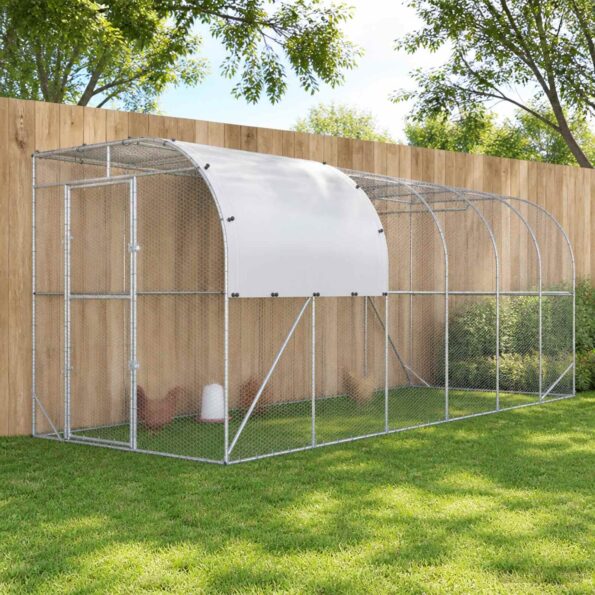 vidaXL Kurník proti stene Strieborná 600 x 200 x 215 cm – Obrázok 9