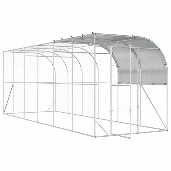 vidaXL Kurník proti stene Strieborná 600 x 200 x 215 cm – Obrázok 2