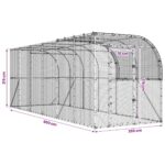 vidaXL Kurník proti stene Strieborná 600 x 200 x 215 cm – Obrázok 8