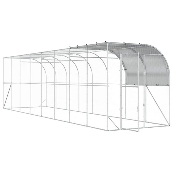 vidaXL Kurník proti stene Strieborná 800 x 200 x 215 cm – Obrázok 2