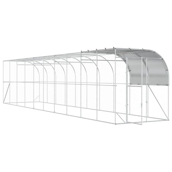 vidaXL Kurník proti stene Strieborná 1000 x 200 x 215 cm – Obrázok 2