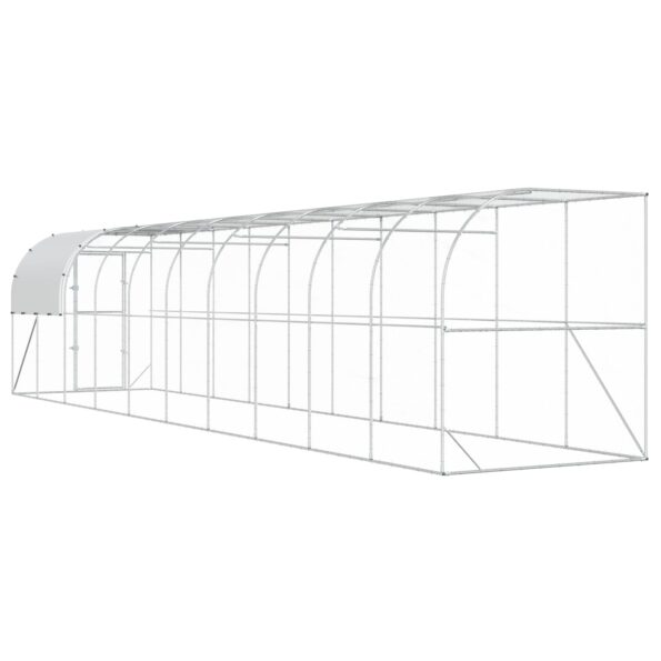 vidaXL Kurník proti stene Strieborná 1000 x 200 x 215 cm – Obrázok 5