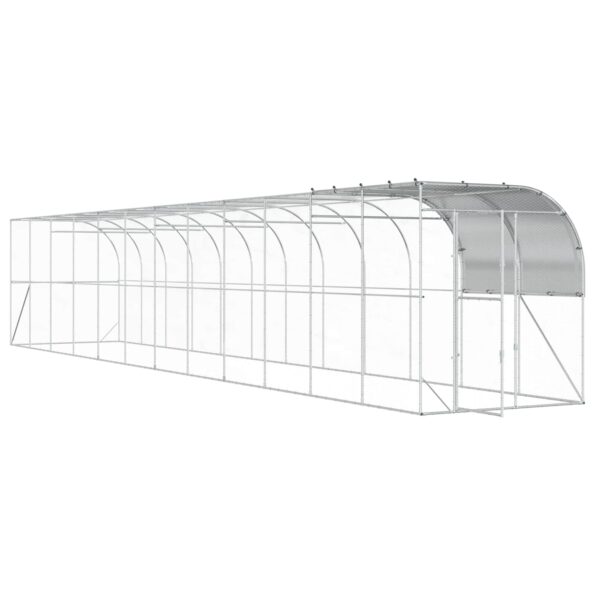 vidaXL Kurník proti stene Strieborná 1200 x 200 x 215 cm – Obrázok 2