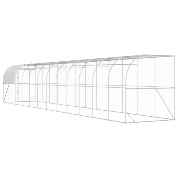 vidaXL Kurník proti stene Strieborná 1200 x 200 x 215 cm – Obrázok 5