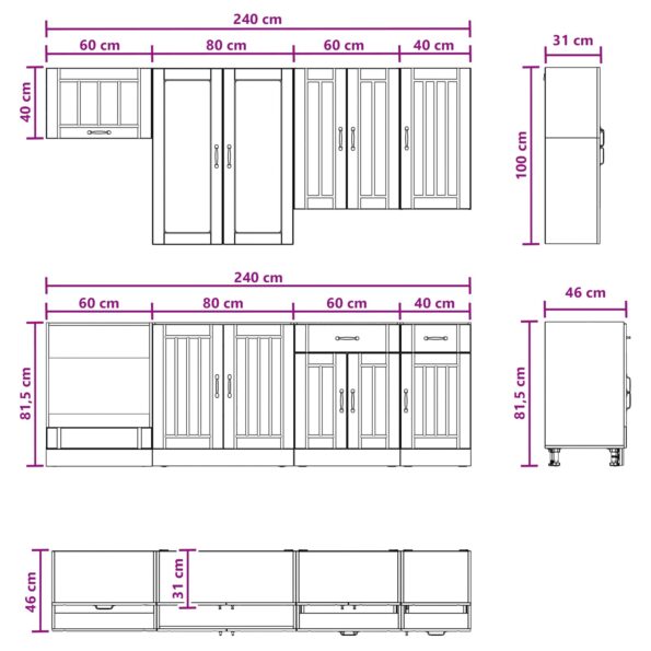vidaXL Kuchynská jednotka LUCCA 8 pcs Biela Kompozitné drevo – Obrázok 8