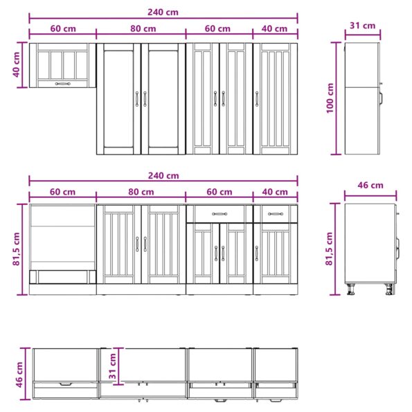 vidaXL Kuchynská jednotka LUCCA 8 pcs Biela Kompozitné drevo – Obrázok 8