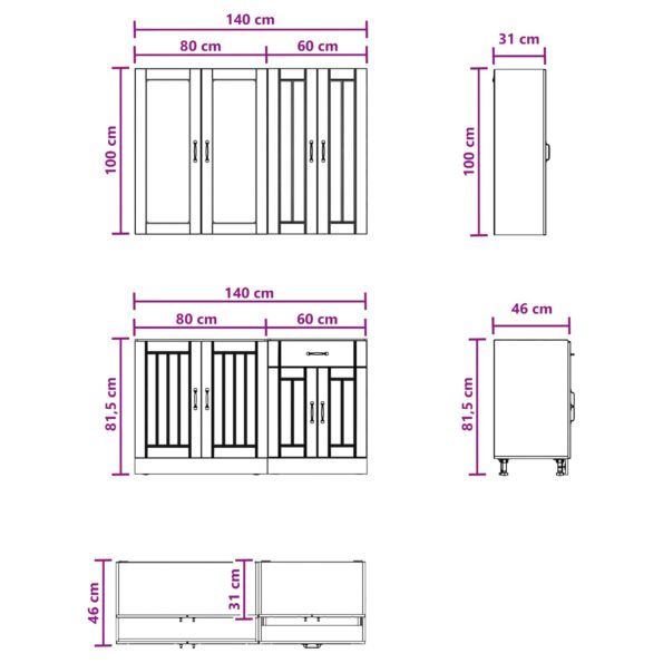vidaXL Kuchynská jednotka LUCCA 4 pcs Biela Kompozitné drevo – Obrázok 6