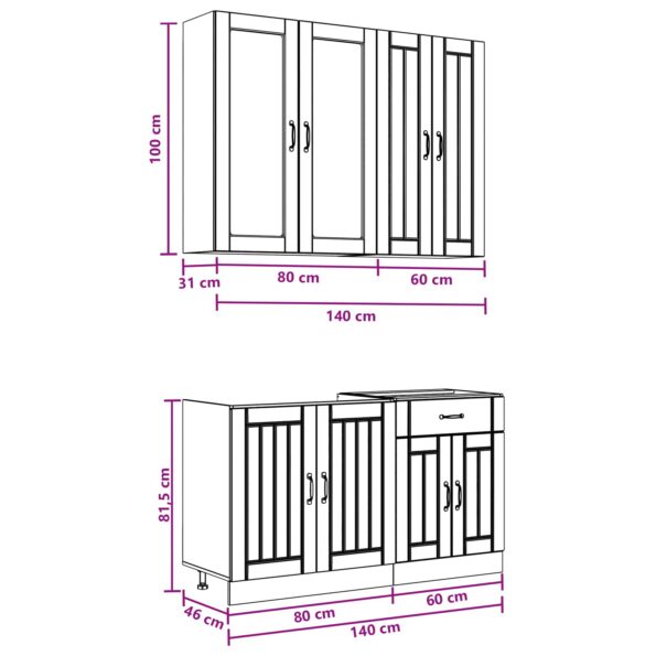 vidaXL Kuchynská jednotka LUCCA 4 pcs Biela Kompozitné drevo – Obrázok 7