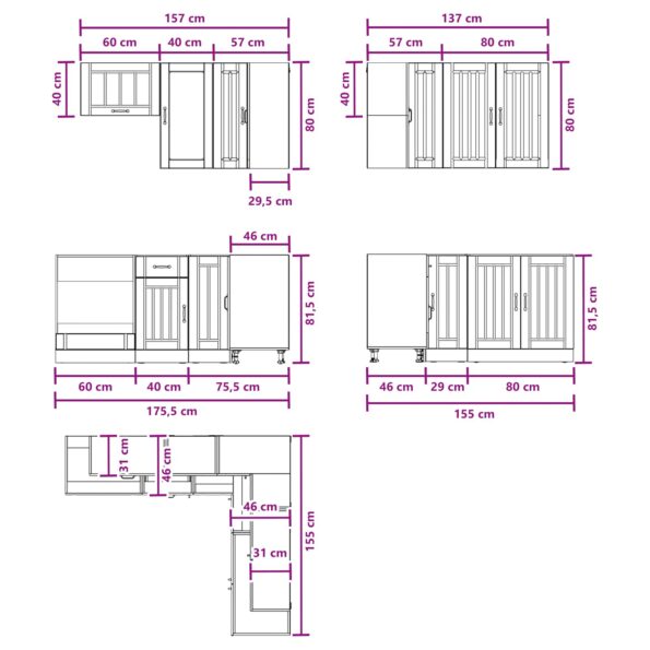vidaXL Kuchynská jednotka LUCCA 8 pcs Biela Kompozitné drevo – Obrázok 9
