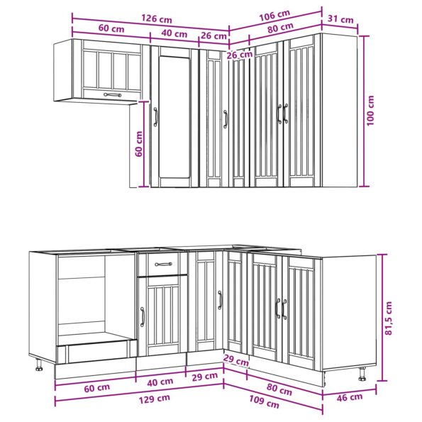 vidaXL Kuchynská jednotka LUCCA 8 pcs Biela Kompozitné drevo – Obrázok 10