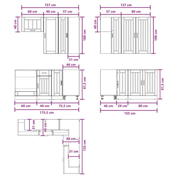 vidaXL Kuchynská jednotka LUCCA 8 pcs Biela Kompozitné drevo – Obrázok 9