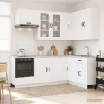vidaXL Kuchynská jednotka LUCCA 8 pcs Biela Kompozitné drevo