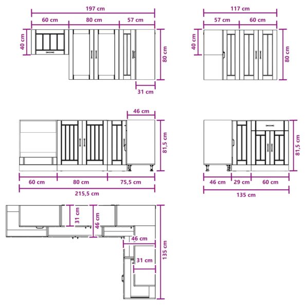 vidaXL Kuchynská jednotka LUCCA 8 pcs Biela Kompozitné drevo – Obrázok 8